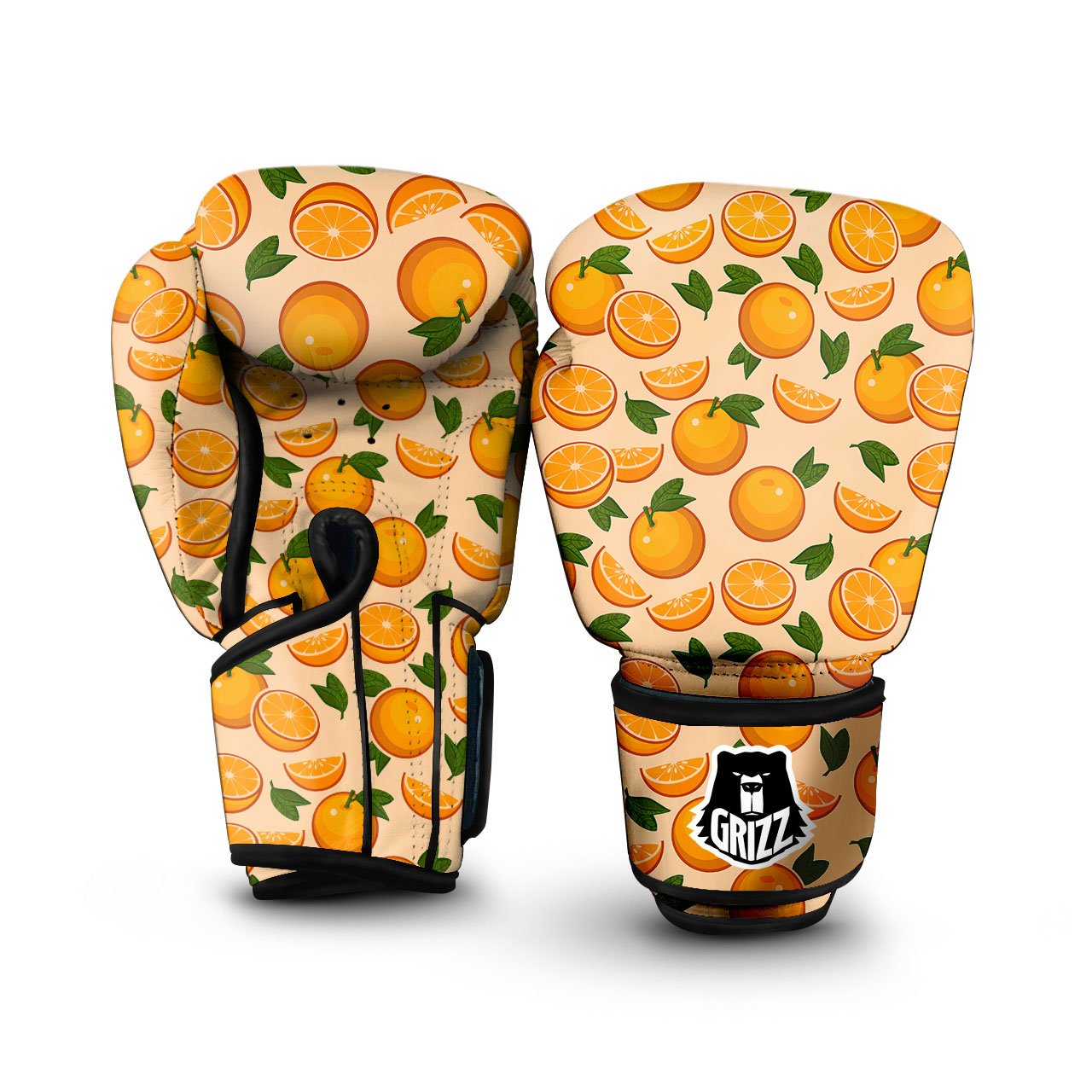 Fruit Orange Print Pattern Boxing Gloves-grizzshop