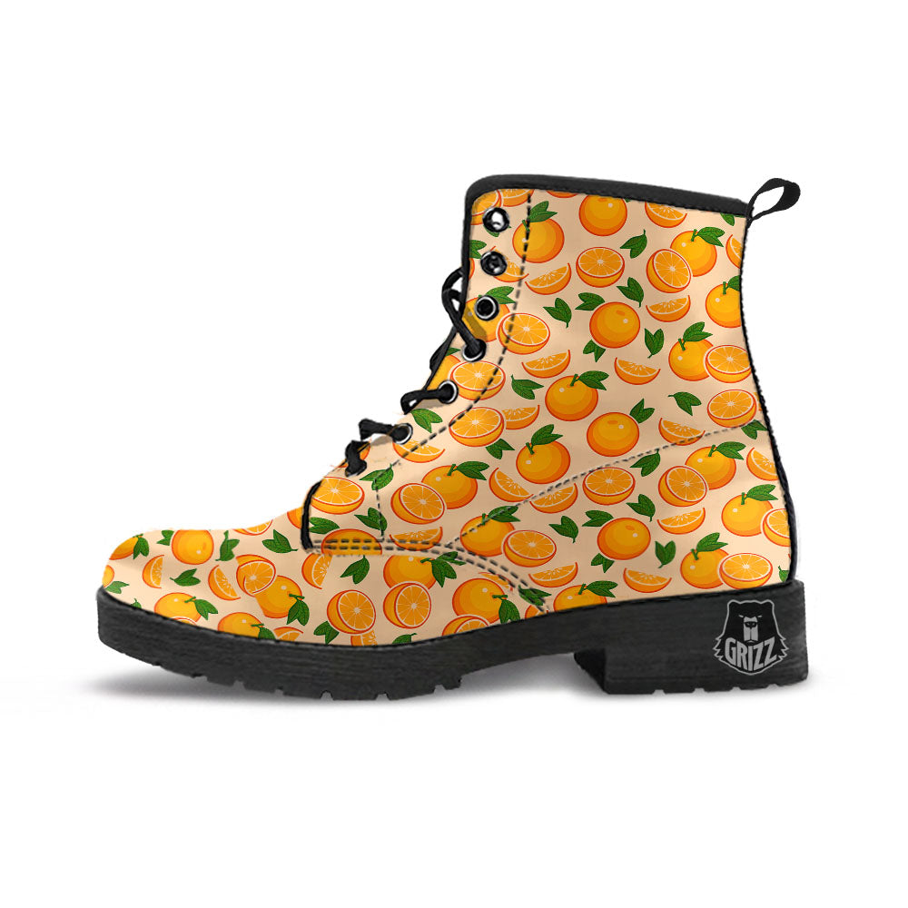 Fruit Orange Print Pattern Leather Boots-grizzshop
