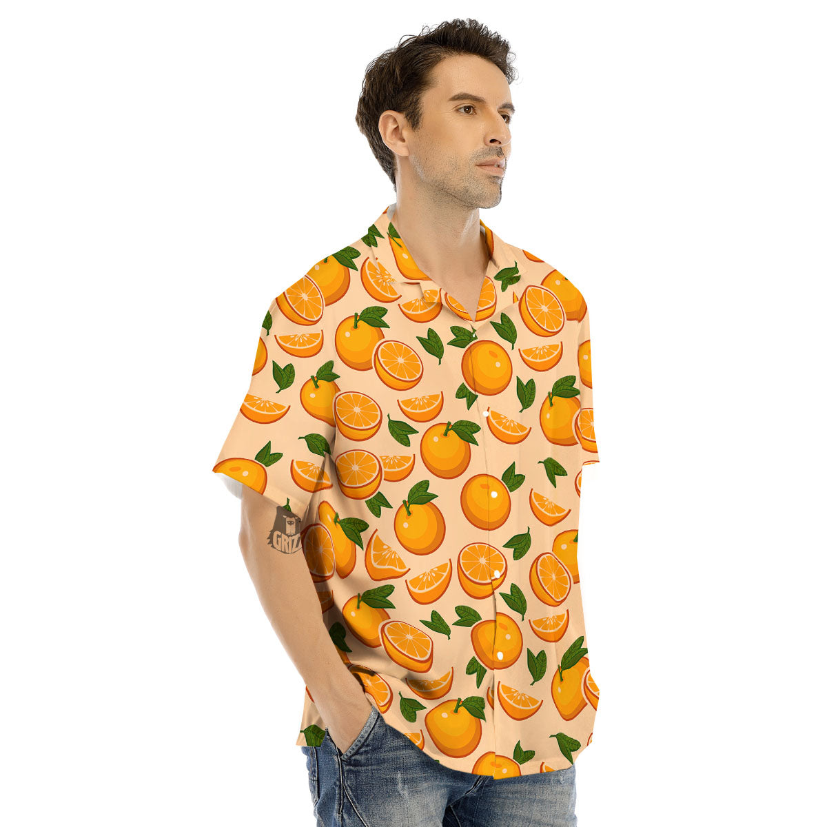 Fruit Orange Print Pattern Men's Hawaiian Shirt-grizzshop