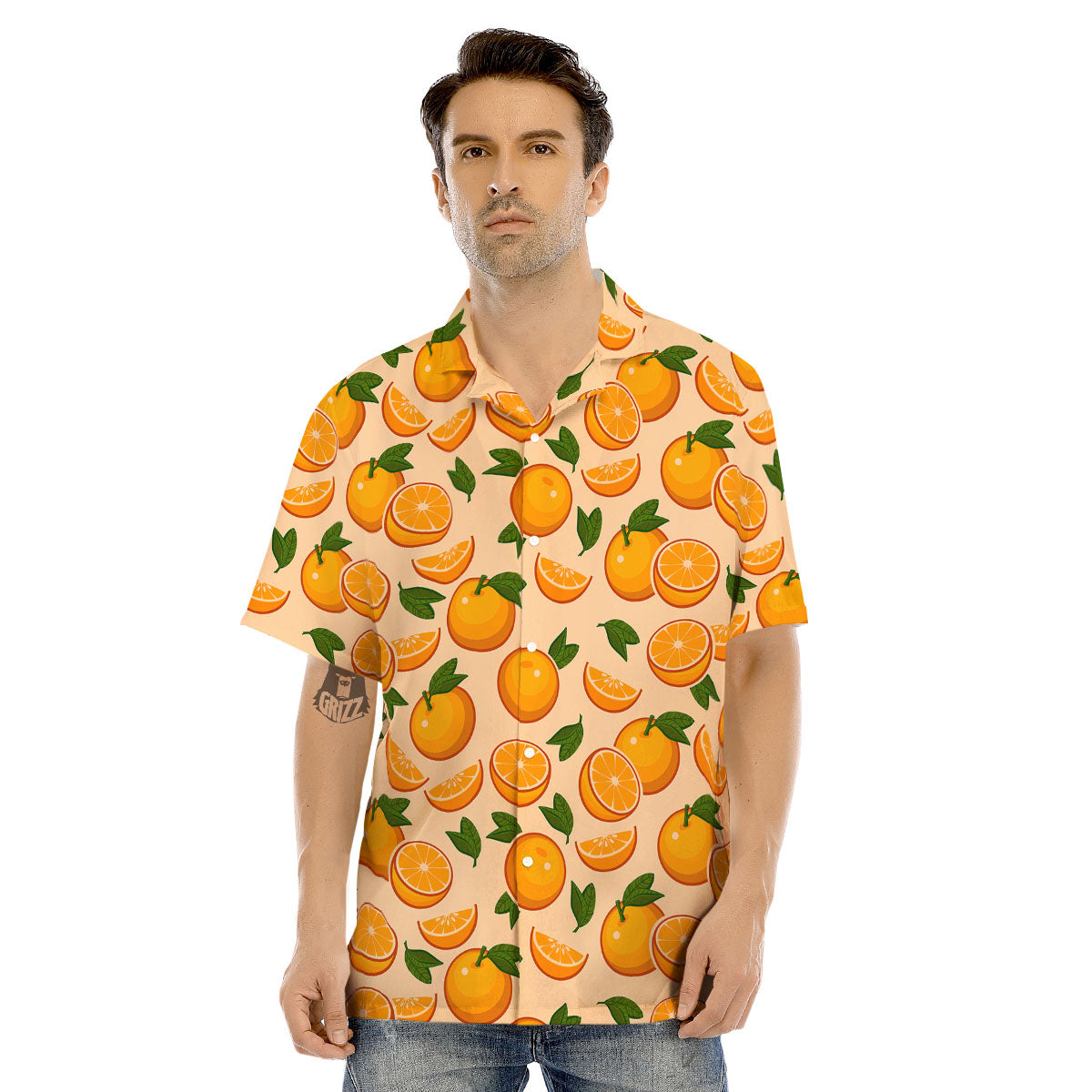 Fruit Orange Print Pattern Men's Hawaiian Shirt-grizzshop