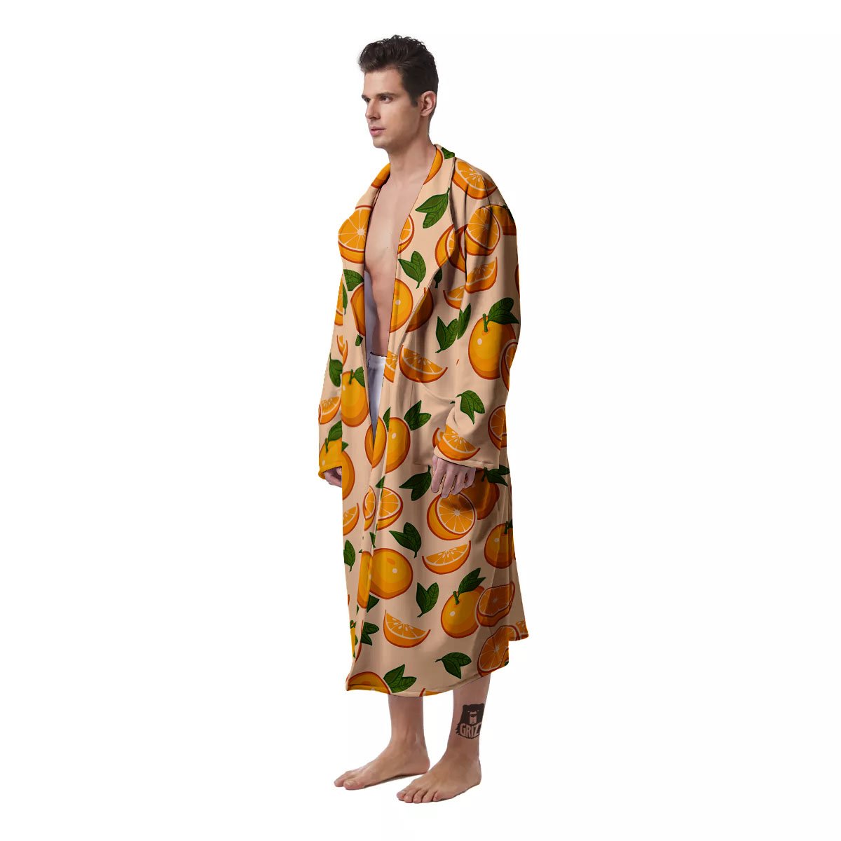 Fruit Orange Print Pattern Men's Robe-grizzshop
