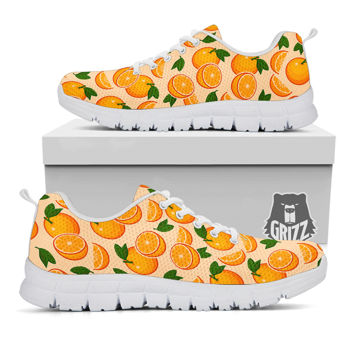 Fruit Orange Print Pattern White Sneaker-grizzshop