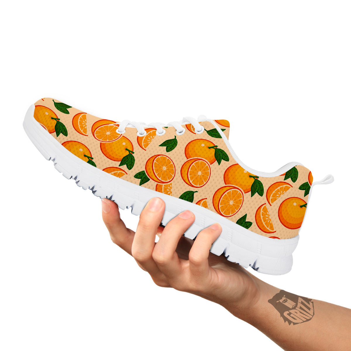 Fruit Orange Print Pattern White Sneaker-grizzshop