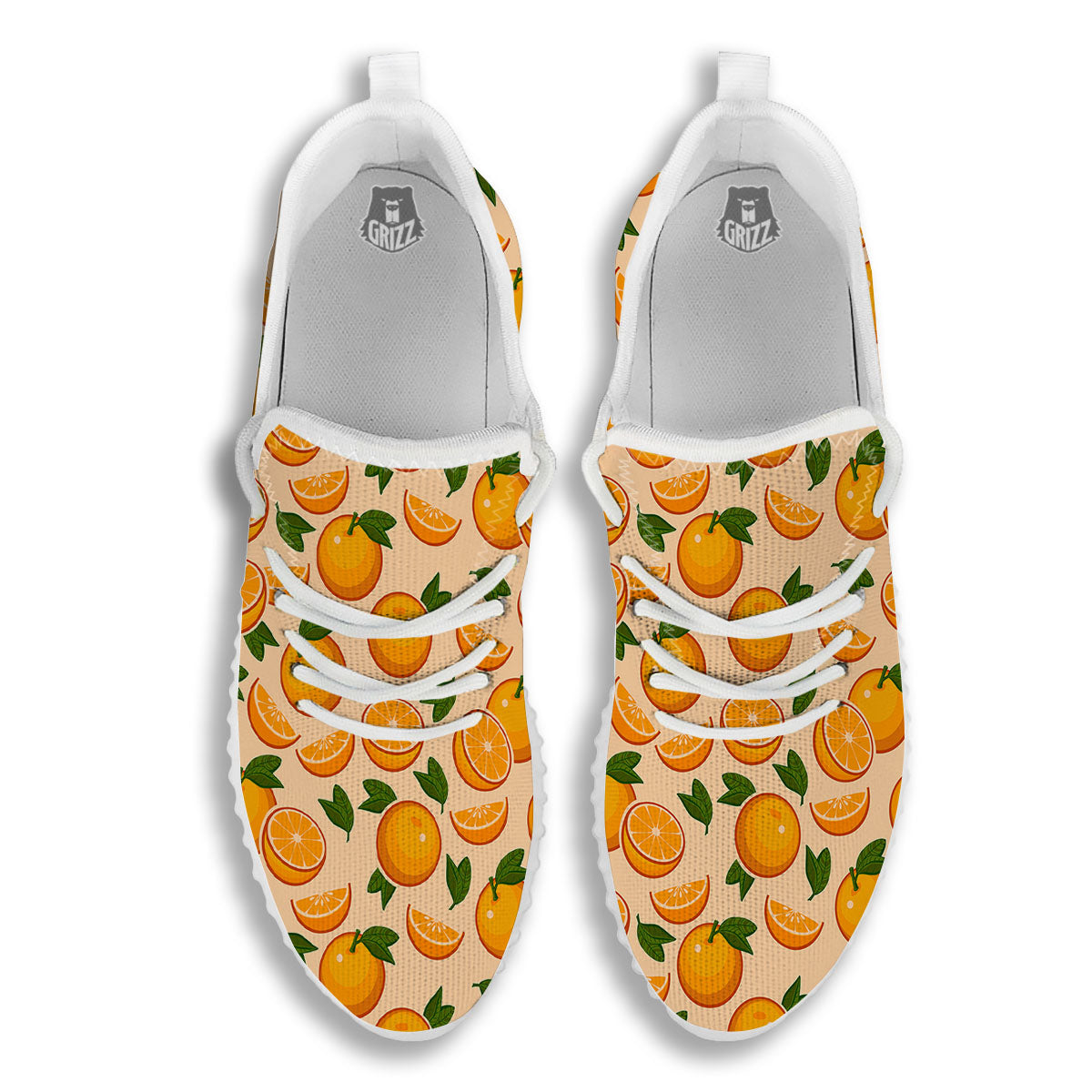 Fruit Orange Print Pattern White Walking Shoes-grizzshop