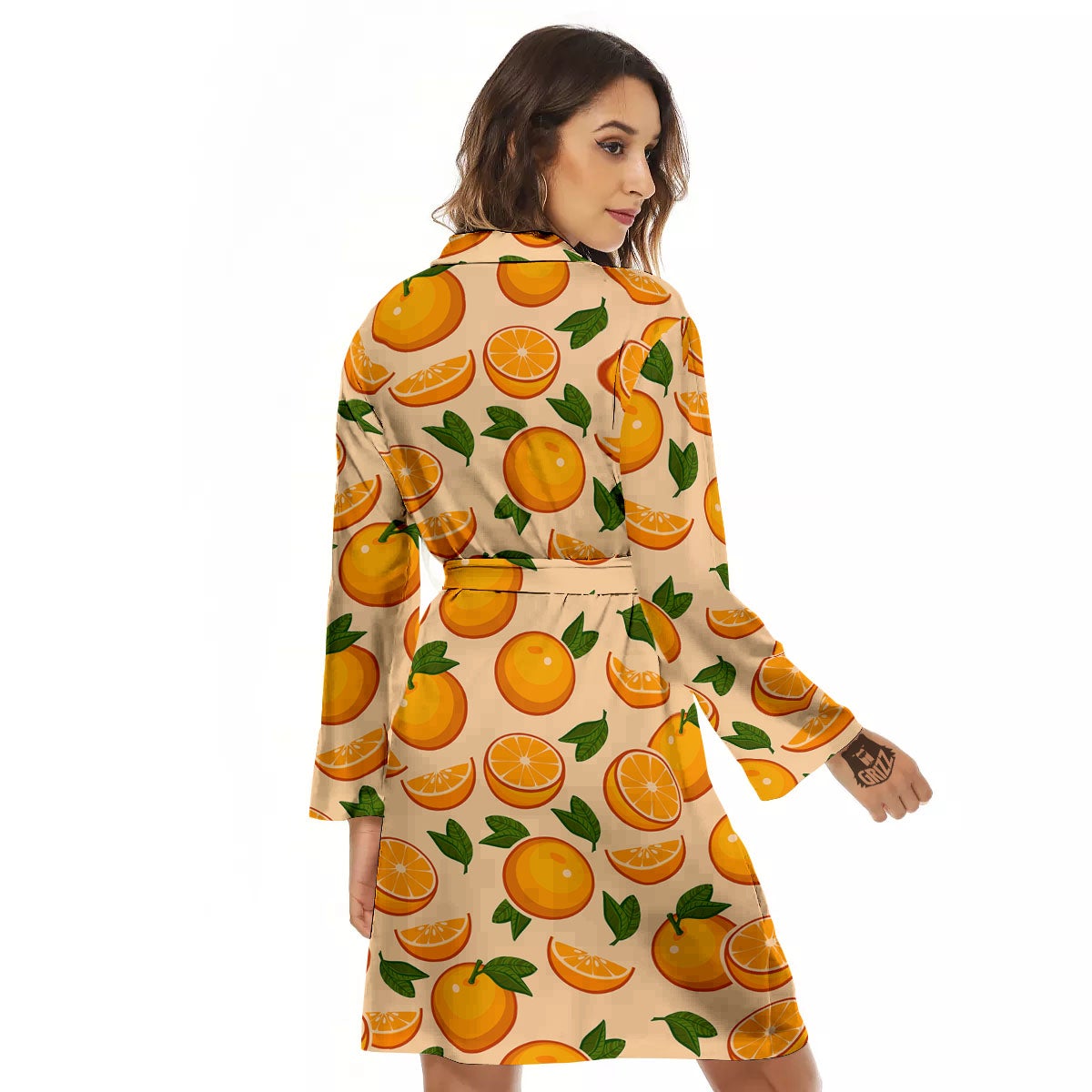 Fruit Orange Print Pattern Women's Robe-grizzshop