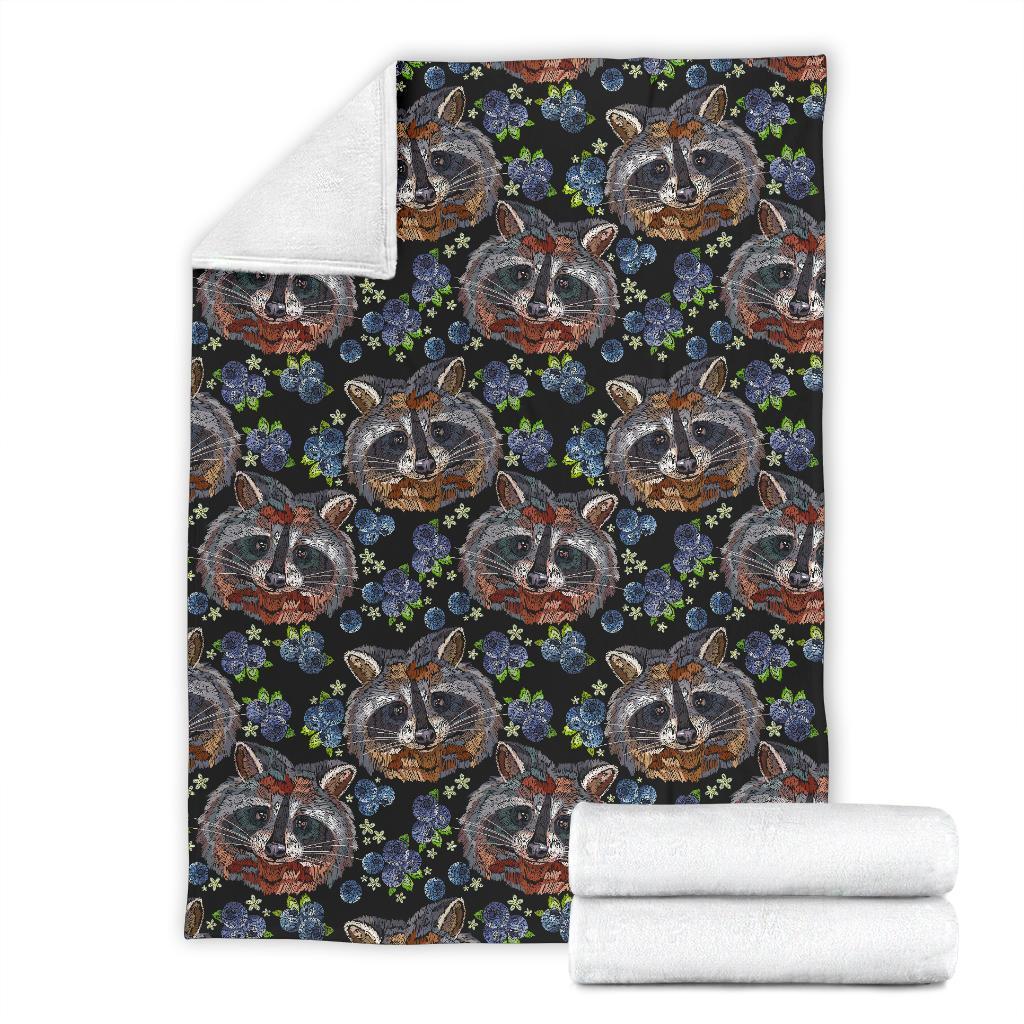 Fruit Raccoon Pattern Print Blanket-grizzshop