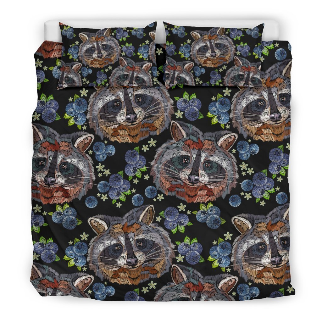 Fruit Raccoon Pattern Print Duvet Cover Bedding Set-grizzshop