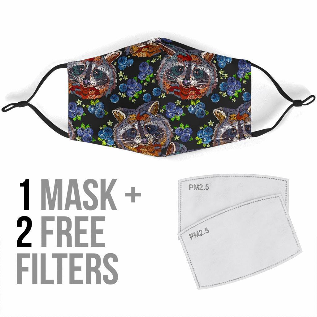 Fruit Raccoon Pattern Print Face Mask-grizzshop