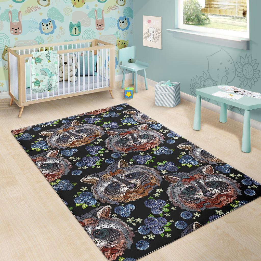 Fruit Raccoon Pattern Print Floor Mat-grizzshop