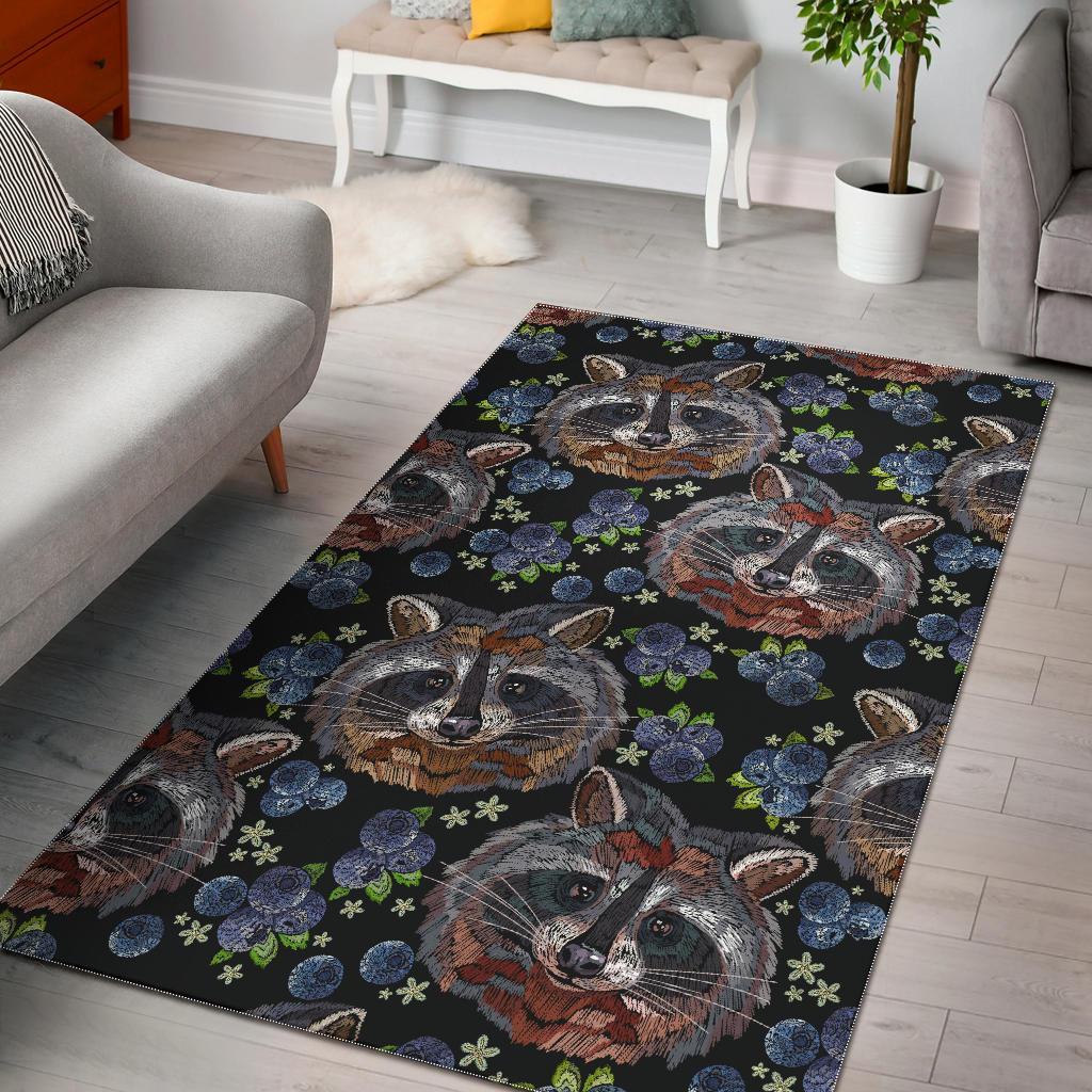 Fruit Raccoon Pattern Print Floor Mat-grizzshop