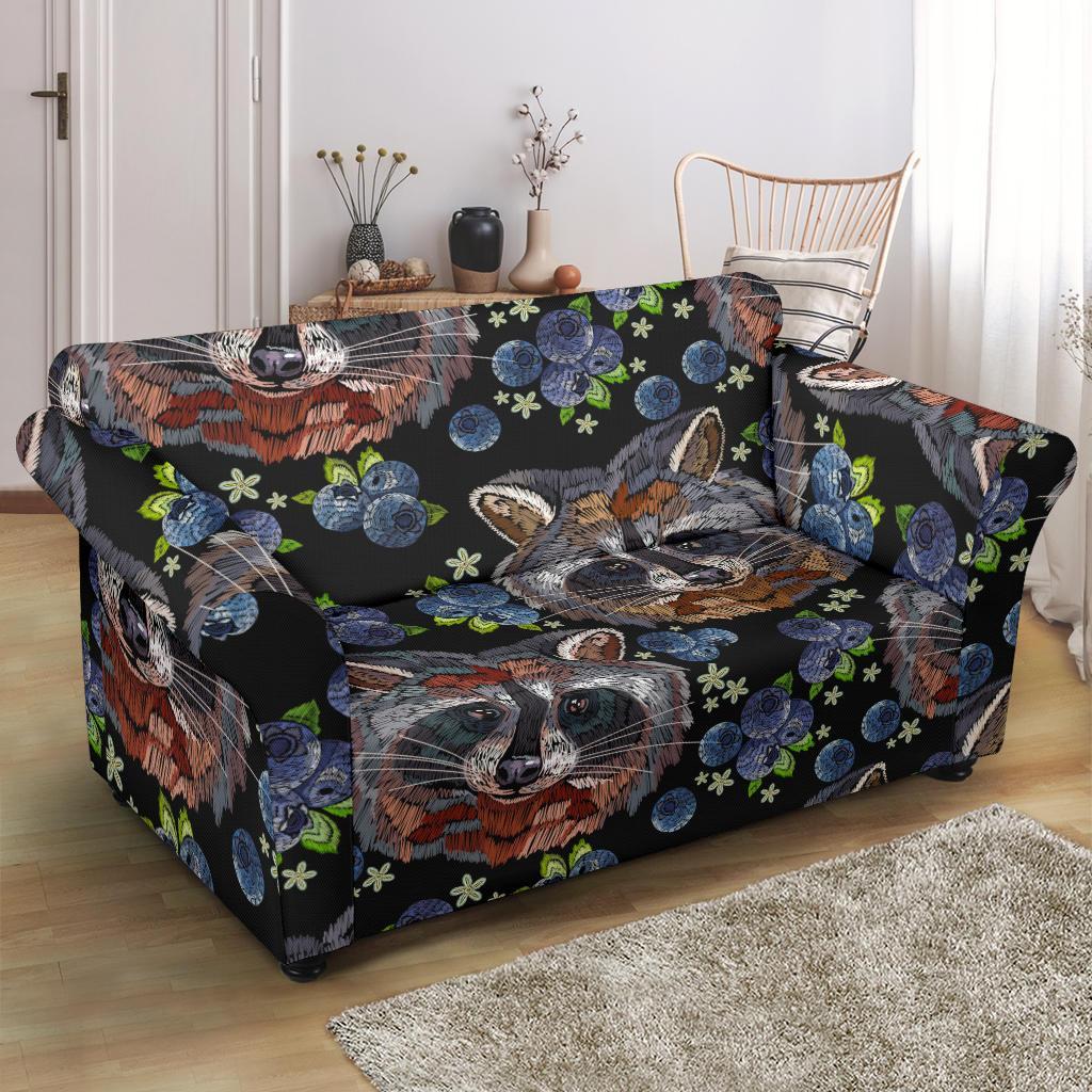 Fruit Raccoon Pattern Print Loveseat Cover-grizzshop