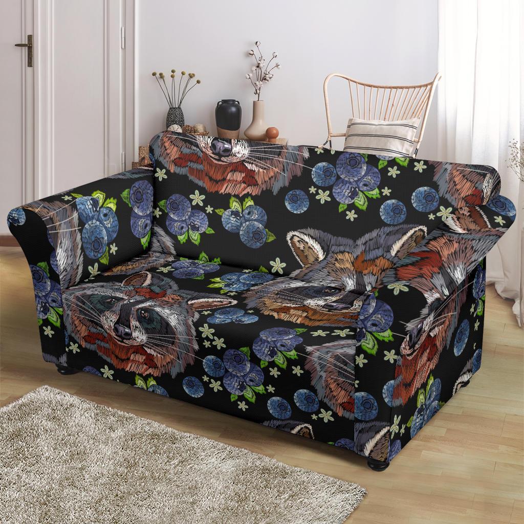 Fruit Raccoon Pattern Print Loveseat Cover-grizzshop