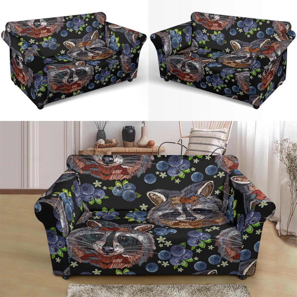 Fruit Raccoon Pattern Print Loveseat Cover-grizzshop