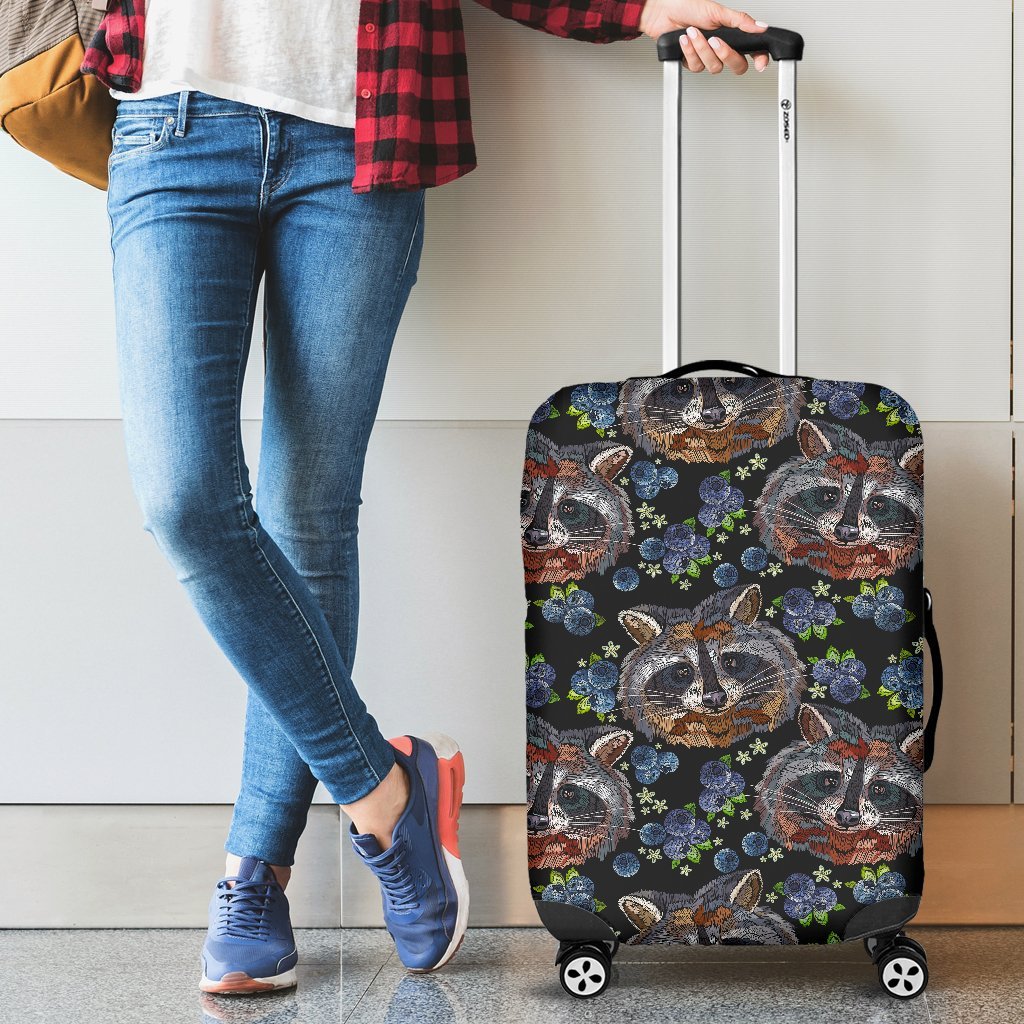 Fruit Raccoon Pattern Print Luggage Cover Protector-grizzshop