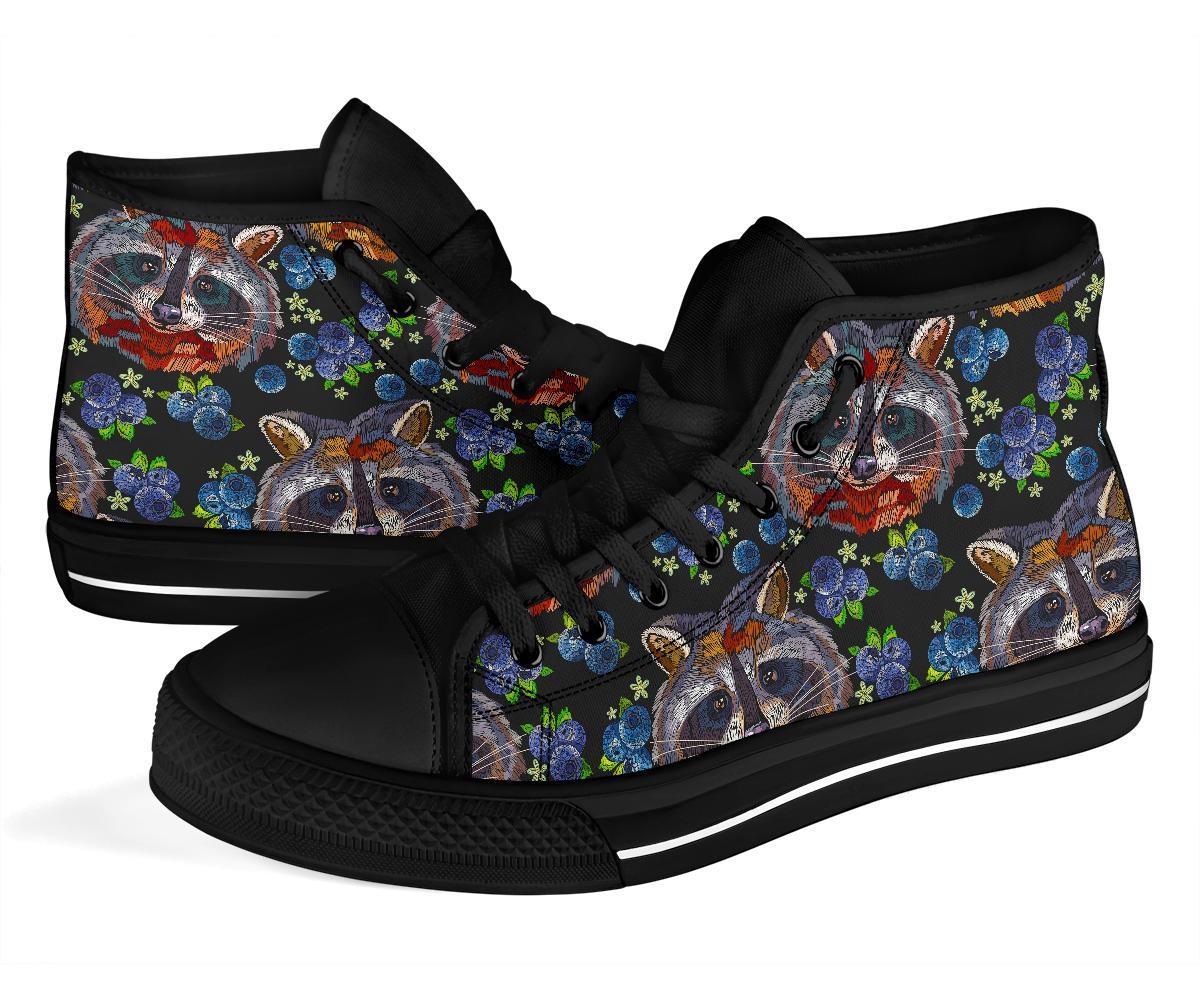 Fruit Raccoon Pattern Print Men Women's High Top Shoes-grizzshop