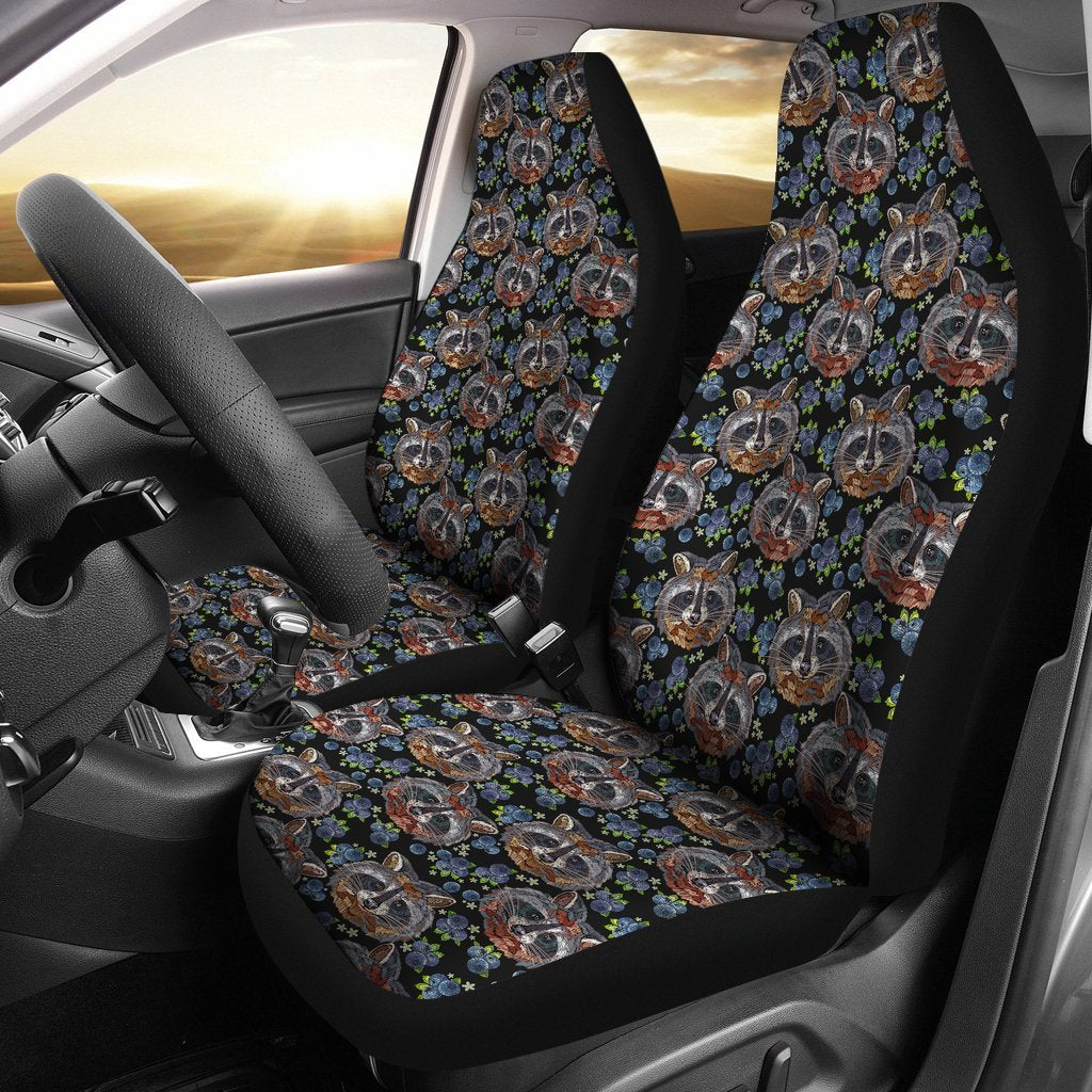 Fruit Raccoon Pattern Print Universal Fit Car Seat Cove-grizzshop