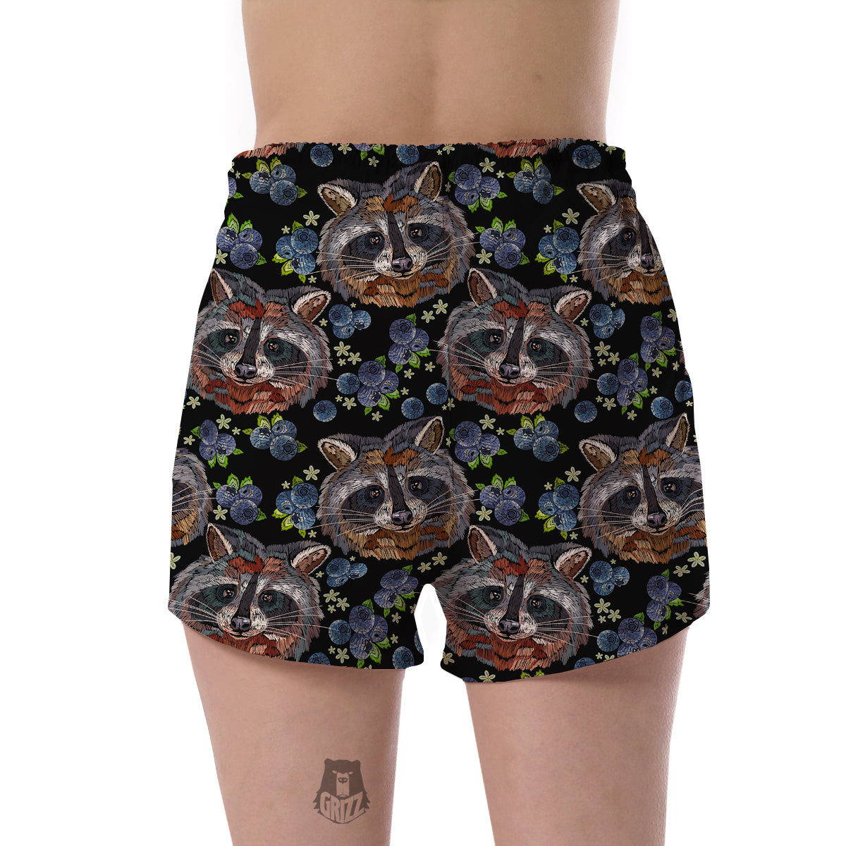 Fruit Raccoon Pattern Print Women's Shorts-grizzshop