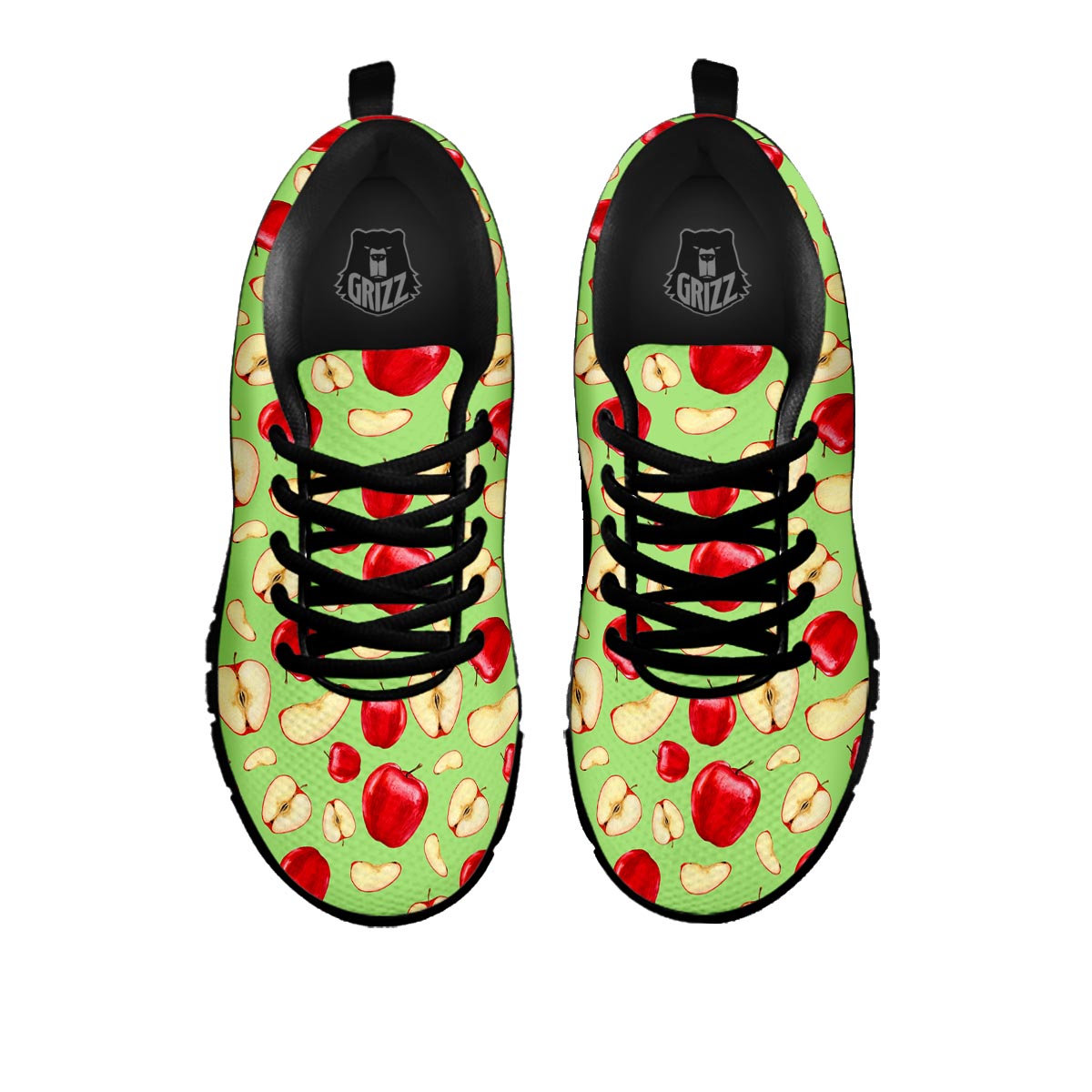 Fruit Red Apple Print Pattern Black Sneaker-grizzshop