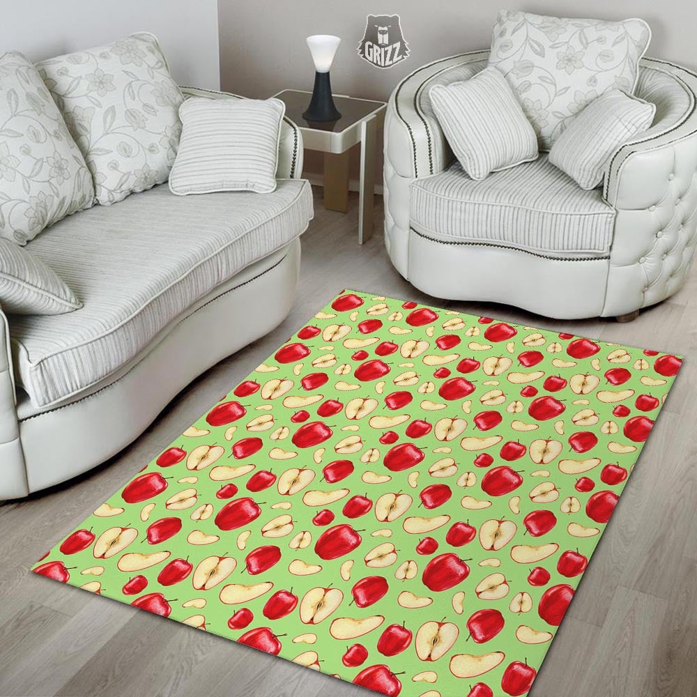 Fruit Red Apple Print Pattern Floor Mat-grizzshop