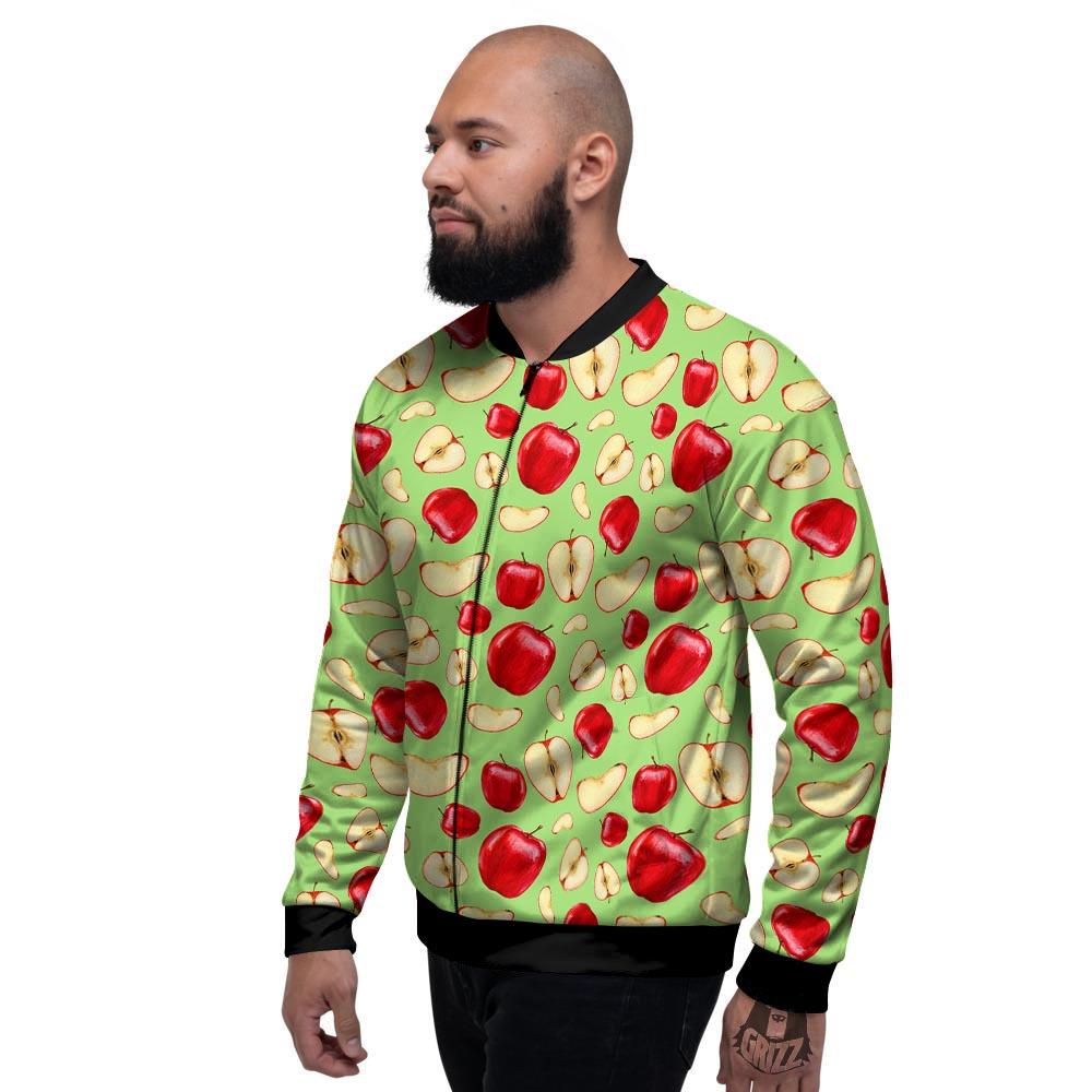 Fruit Red Apple Print Pattern Men's Bomber Jacket-grizzshop