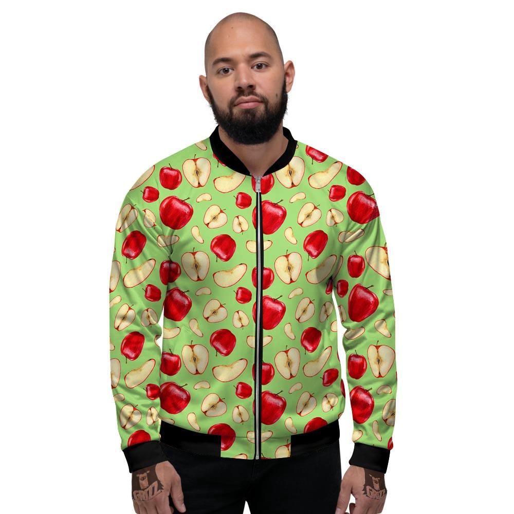 Fruit Red Apple Print Pattern Men's Bomber Jacket-grizzshop
