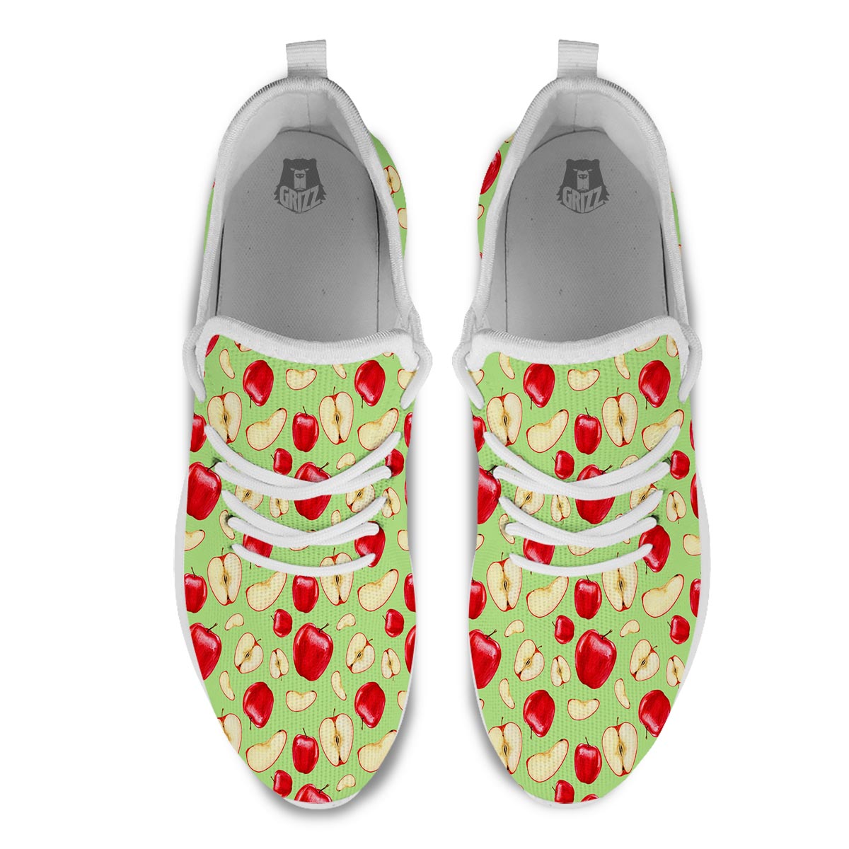 Fruit Red Apple Print Pattern White Athletic Shoes-grizzshop