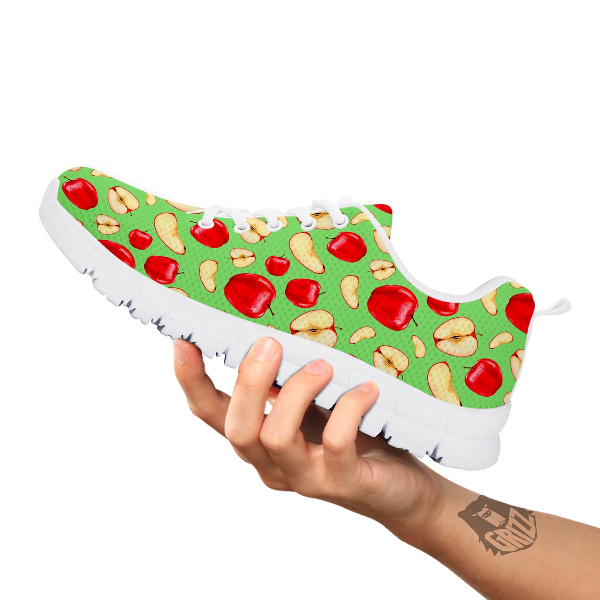 Fruit Red Apple Print Pattern White Sneaker-grizzshop