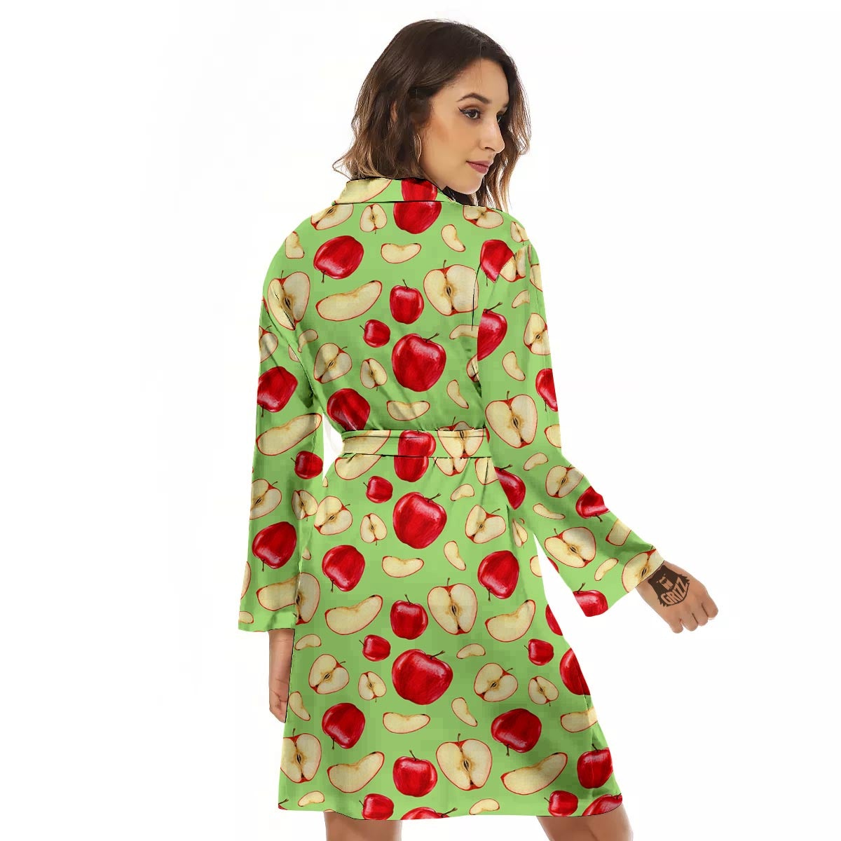 Fruit Red Apple Print Pattern Women's Robe-grizzshop