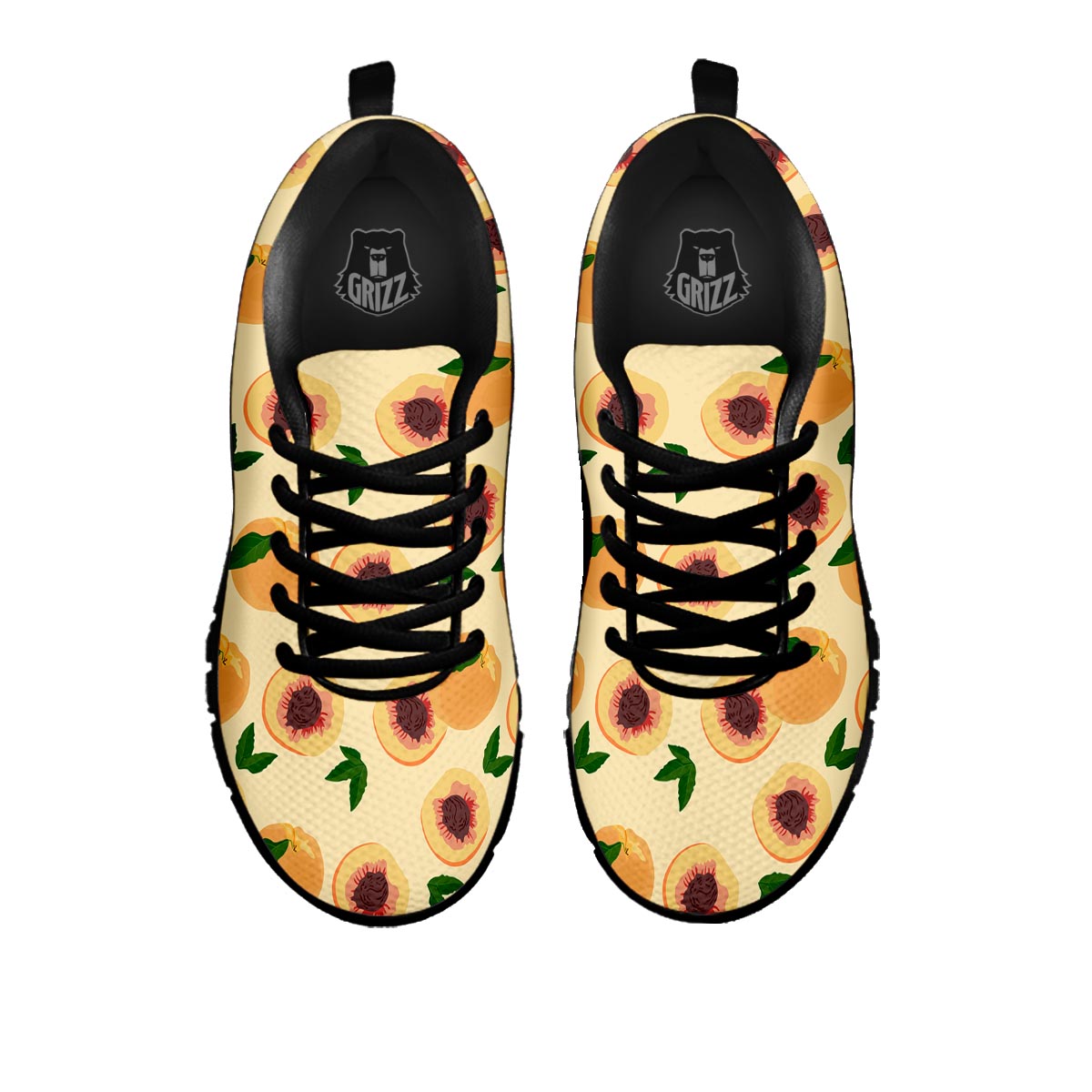 Fruit Ripe Apricot Print Pattern Black Sneaker-grizzshop