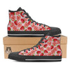 Fruit Strawberry Print Pattern Black High Top Shoes-grizzshop