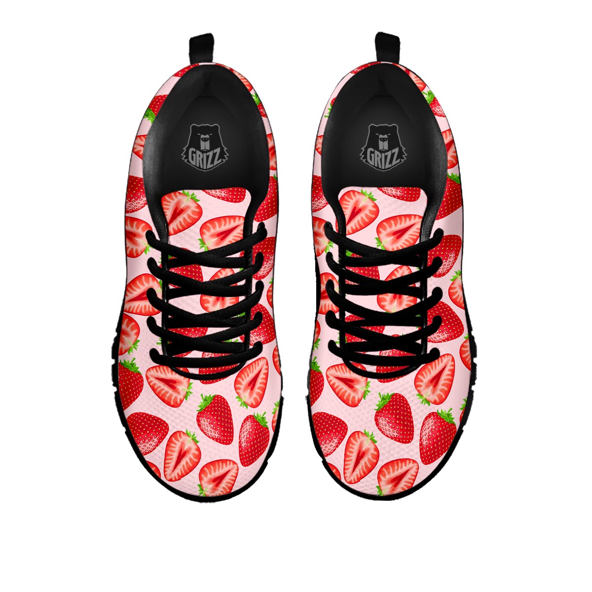 Fruit Strawberry Print Pattern Black Sneaker-grizzshop