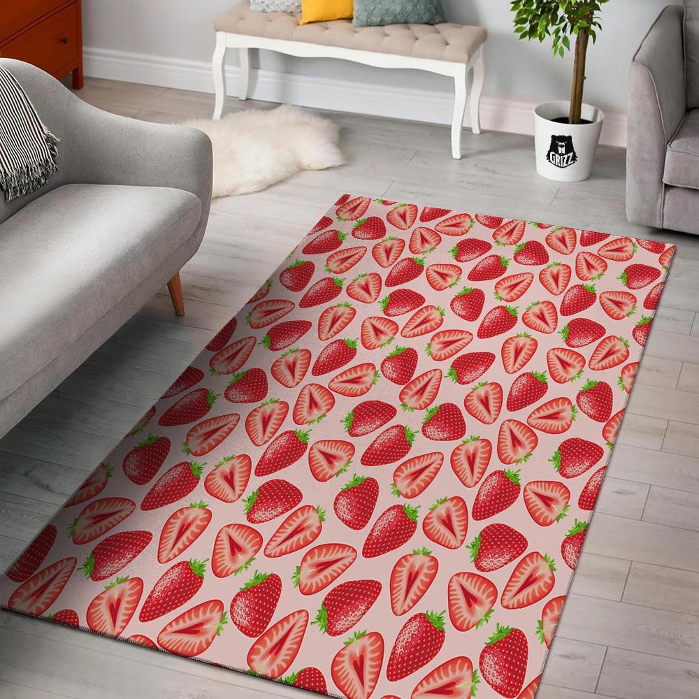 Fruit Strawberry Print Pattern Floor Mat-grizzshop