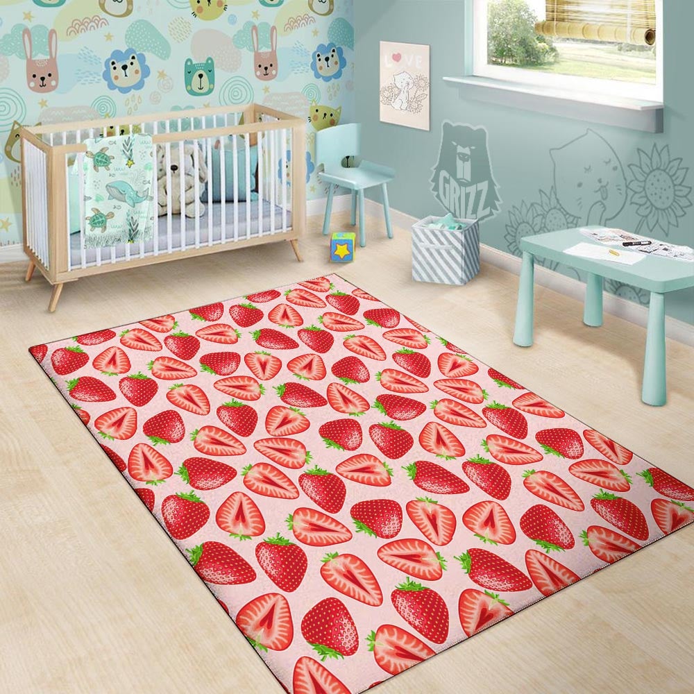 Fruit Strawberry Print Pattern Floor Mat-grizzshop