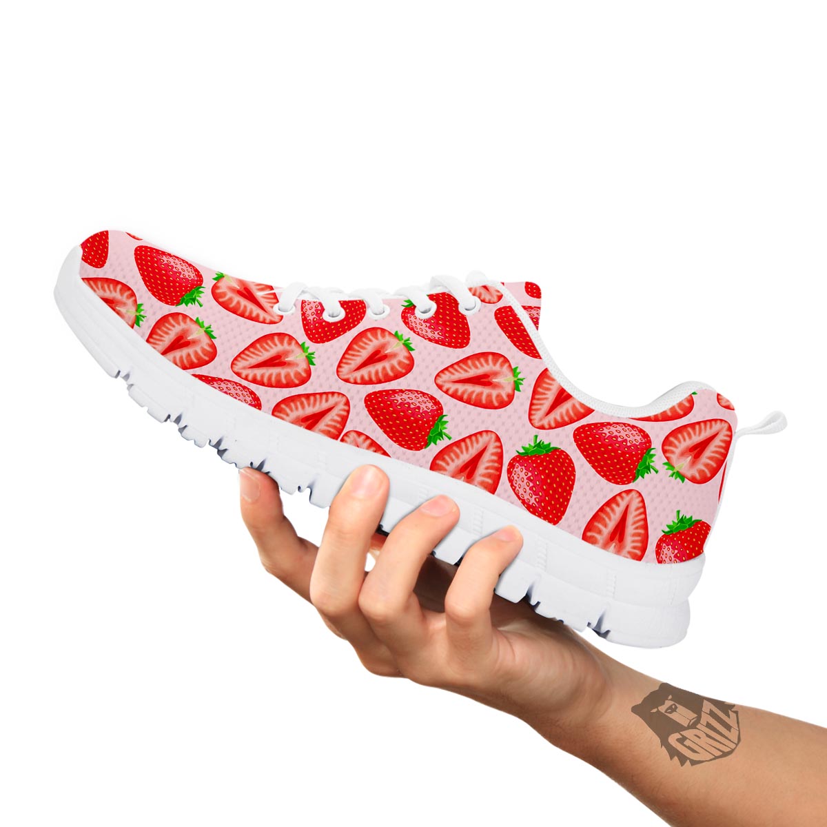 Fruit Strawberry Print Pattern White Sneaker-grizzshop