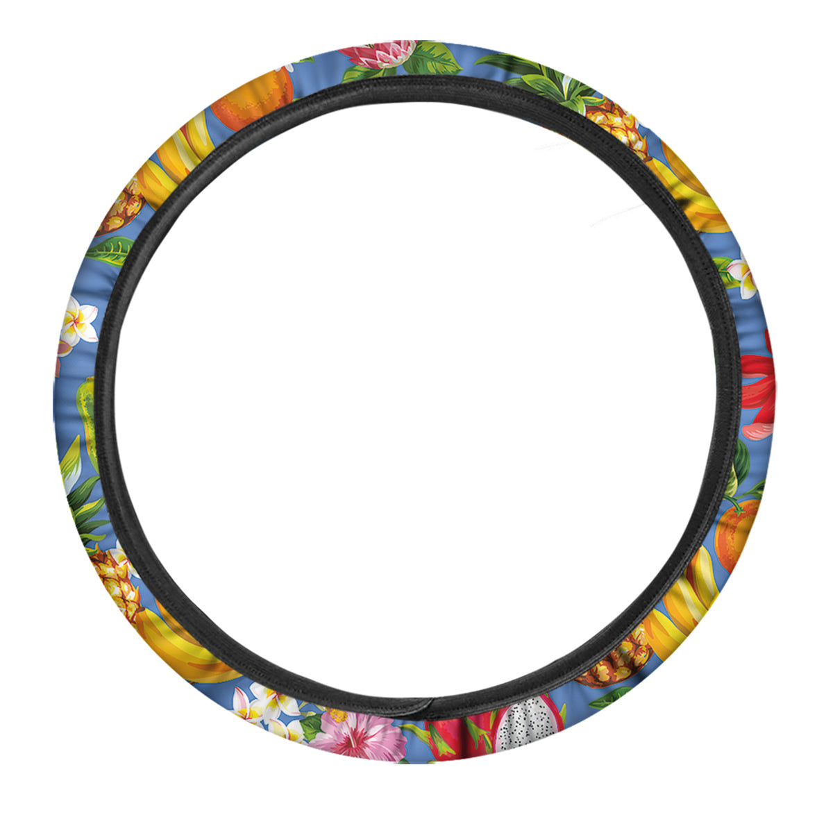 Fruits Aloha Tropical Print Pattern Car Steering Wheel Cover-grizzshop