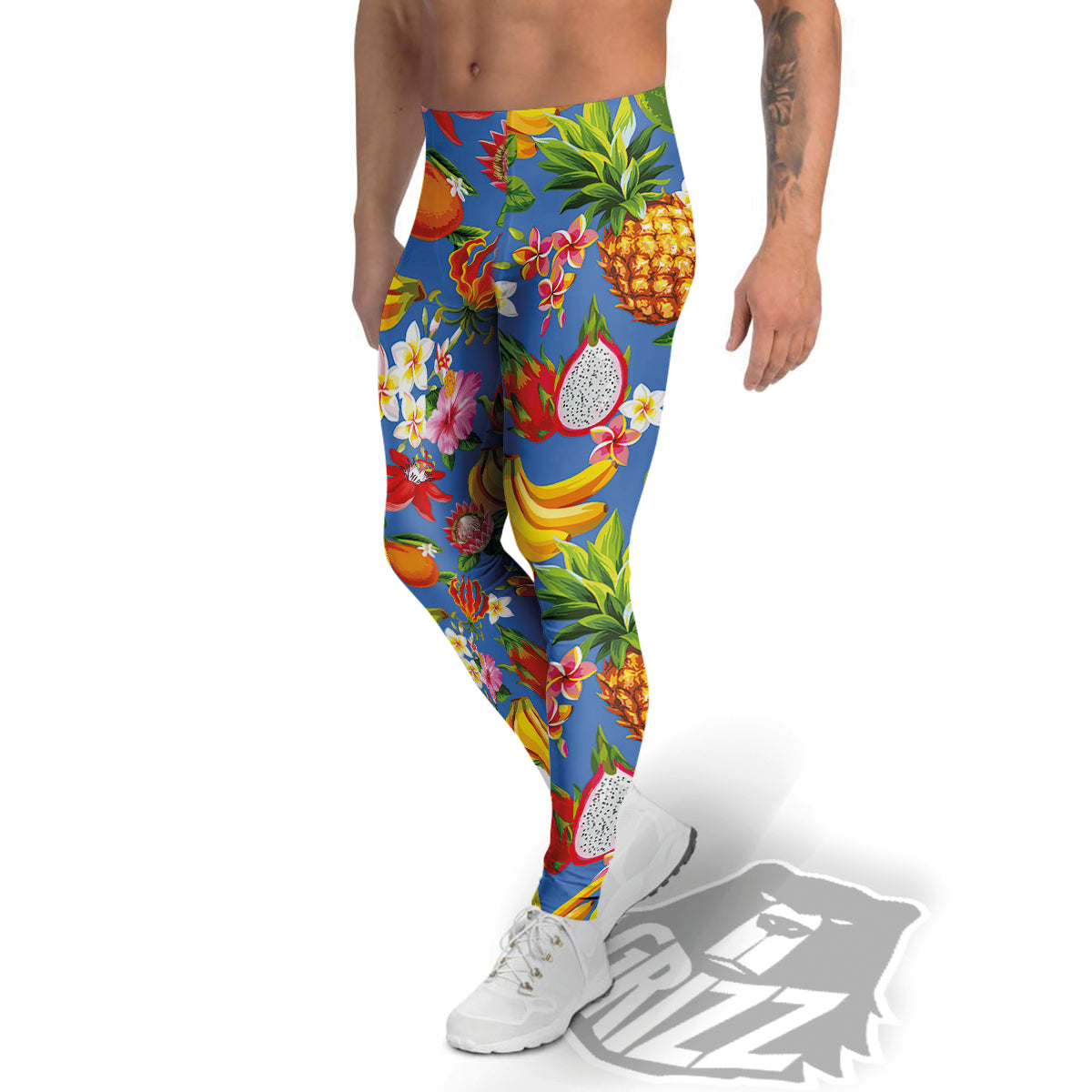 Fruits Aloha Tropical Print Pattern Men's Leggings-grizzshop