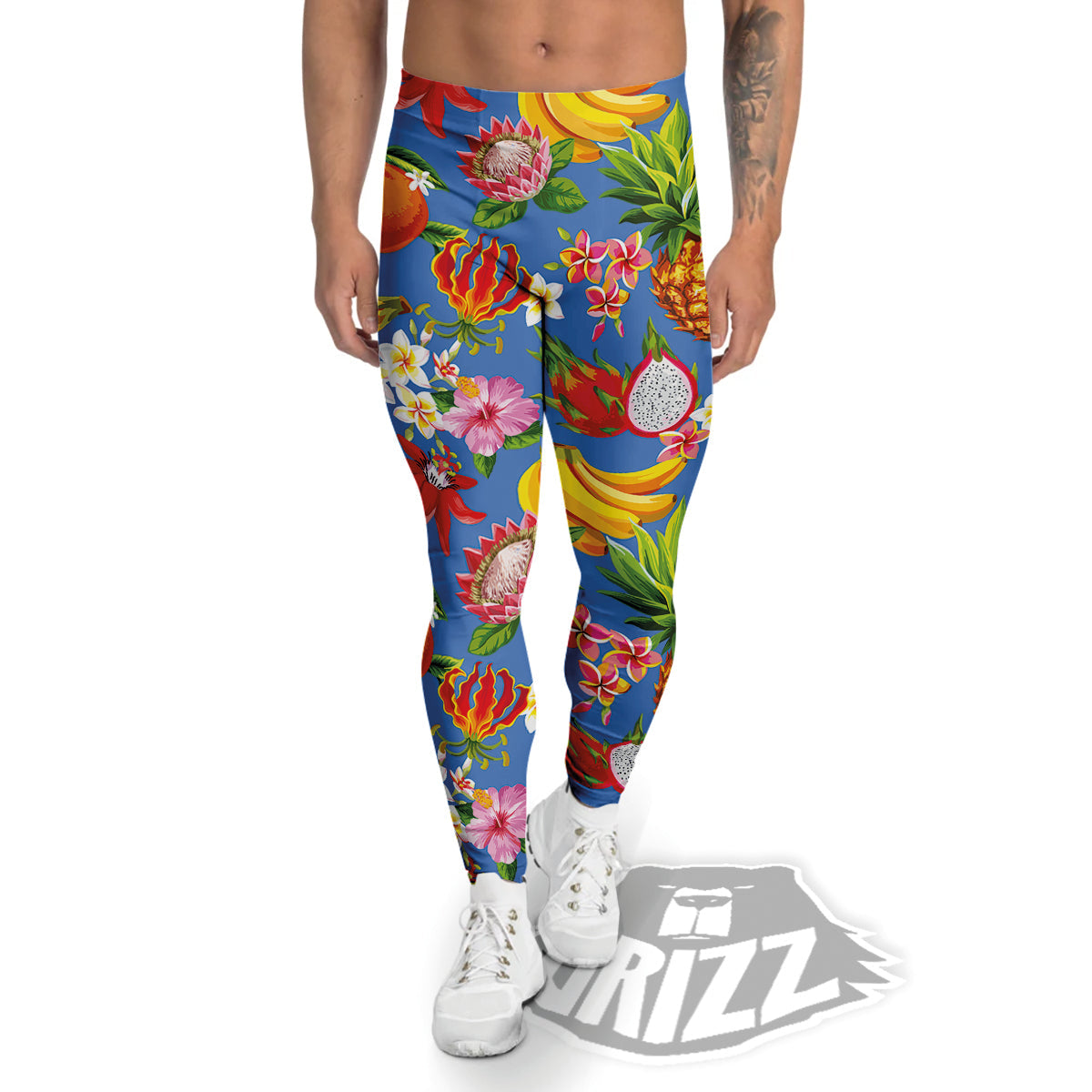 Fruits Aloha Tropical Print Pattern Men's Leggings-grizzshop