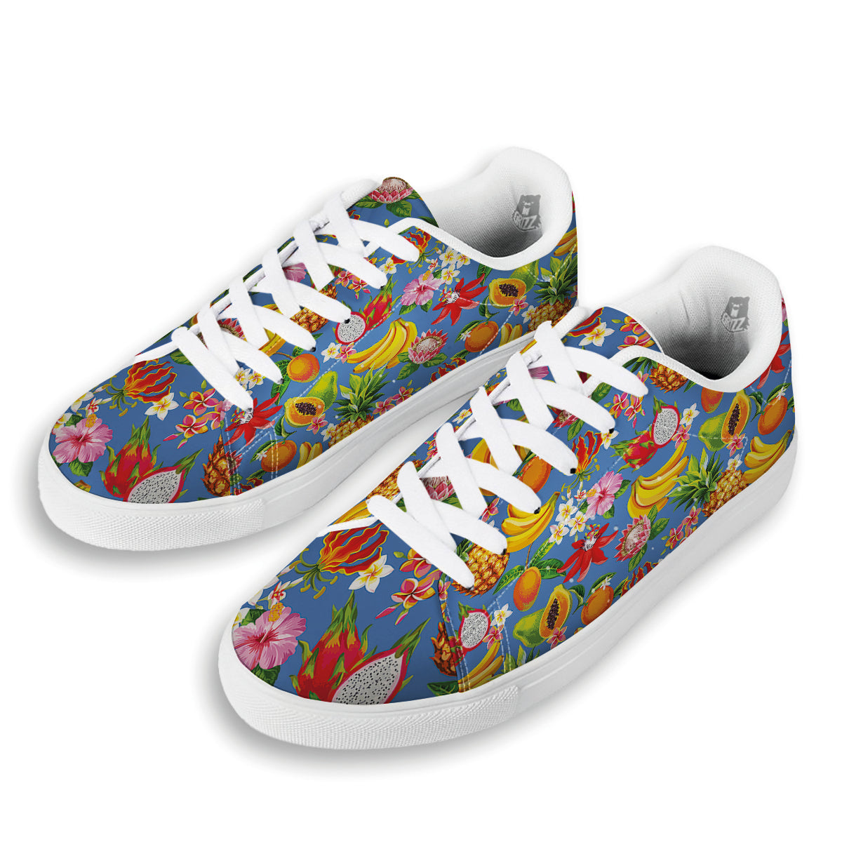 Fruits Aloha Tropical Print Pattern White Low Top Sneakers-grizzshop