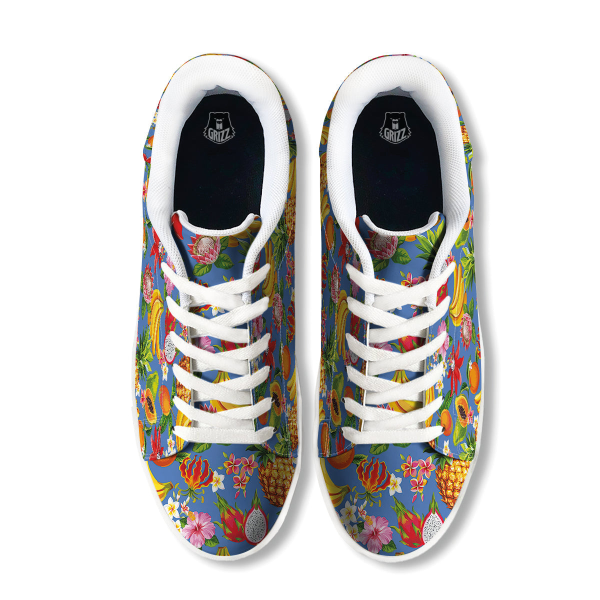 Fruits Aloha Tropical Print Pattern White Low Top Sneakers-grizzshop