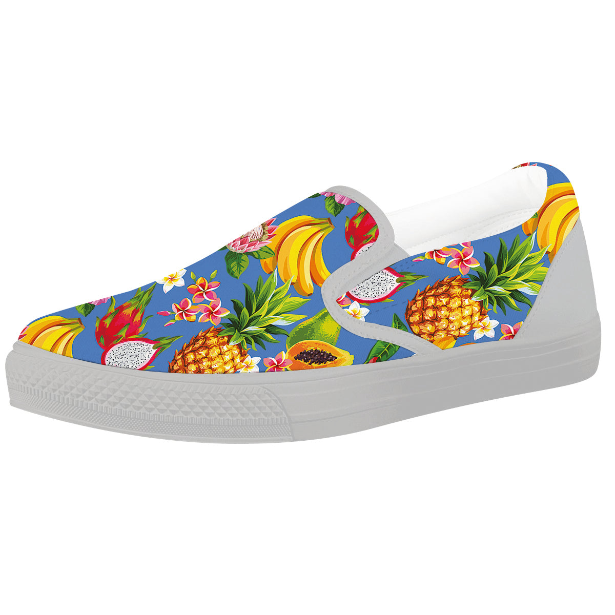 Fruits Aloha Tropical Print Pattern White Slip On Shoes-grizzshop