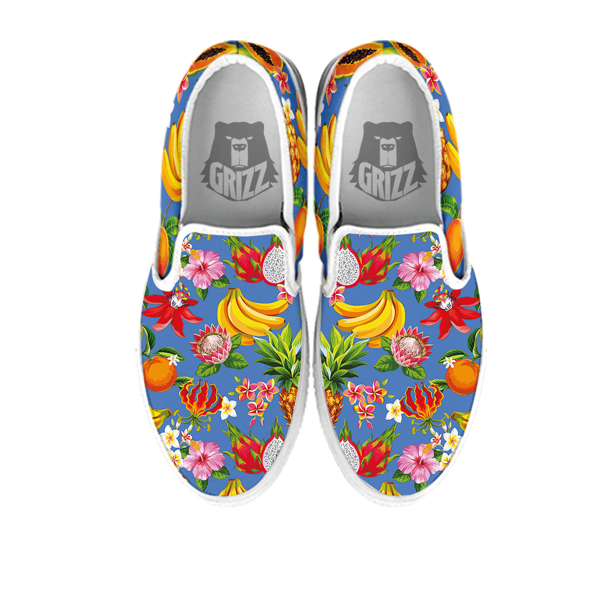 Fruits Aloha Tropical Print Pattern White Slip On Shoes-grizzshop