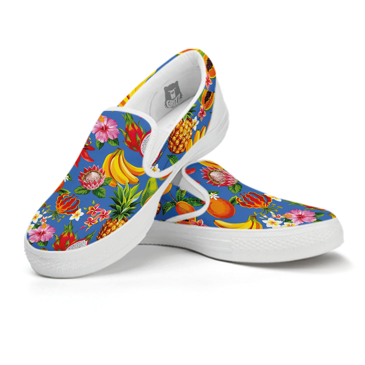Fruits Aloha Tropical Print Pattern White Slip On Shoes-grizzshop