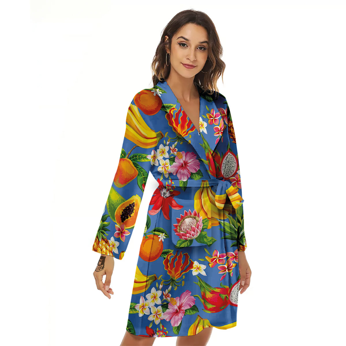 Fruits Aloha Tropical Print Pattern Women's Robe-grizzshop