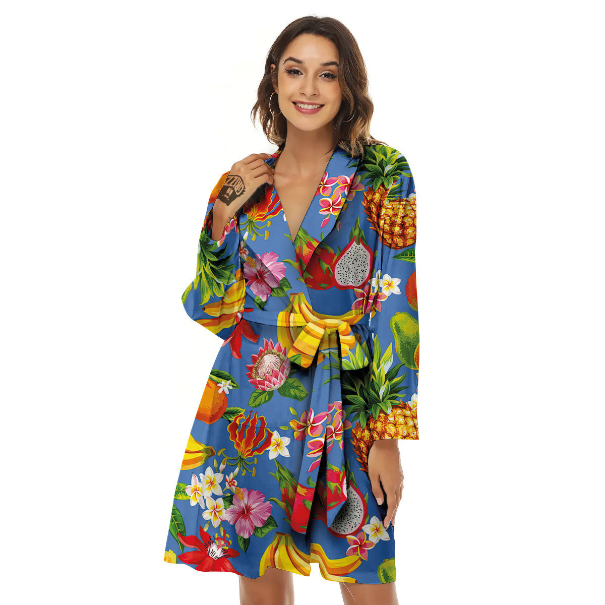 Fruits Aloha Tropical Print Pattern Women's Robe-grizzshop