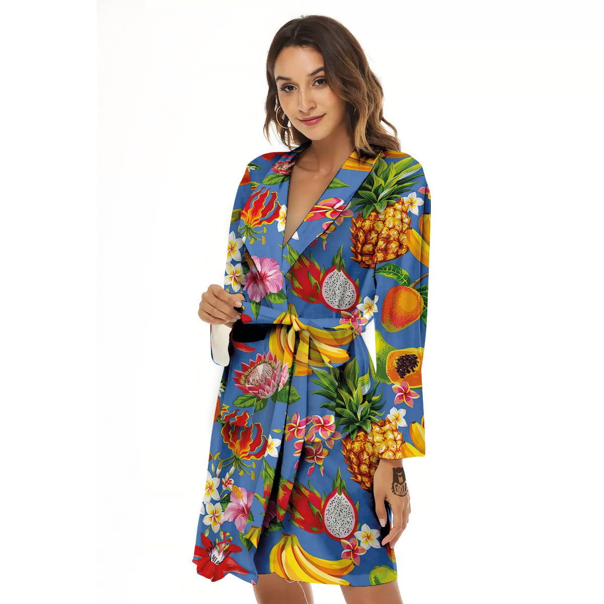 Fruits Aloha Tropical Print Pattern Women's Robe-grizzshop