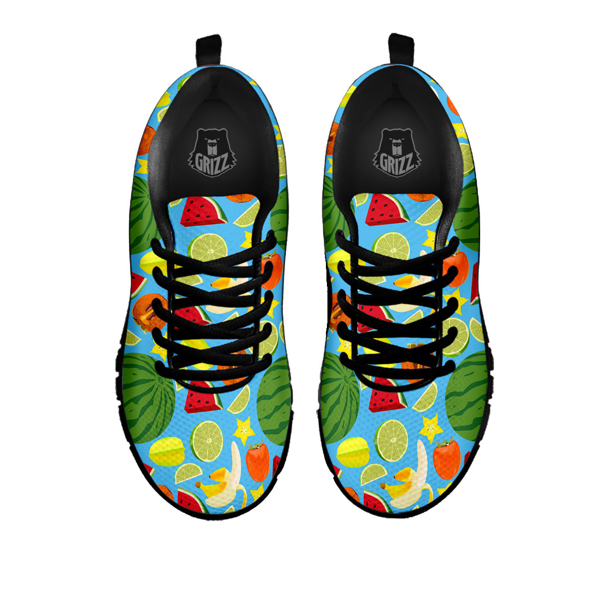 Fruits Depicting Print Pattern Black Sneaker-grizzshop