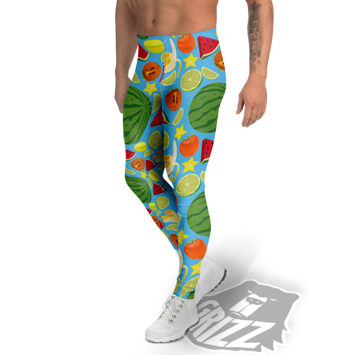 Fruits Depicting Print Pattern Men's Leggings-grizzshop