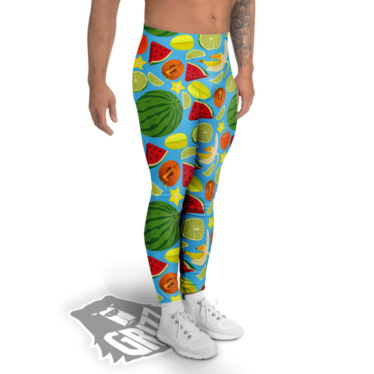 Fruits Depicting Print Pattern Men's Leggings-grizzshop