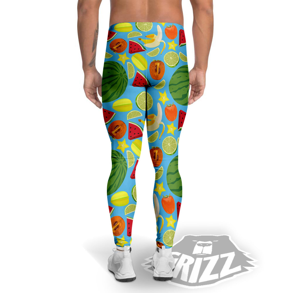 Fruits Depicting Print Pattern Men's Leggings-grizzshop