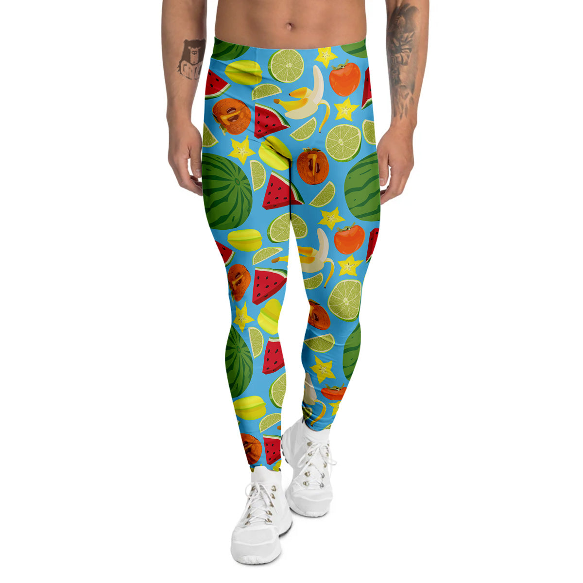 Fruits Depicting Print Pattern Men's Leggings-grizzshop